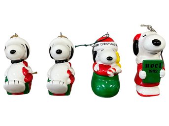 Vintage Peanuts Snoopy Set/4 Christmas Ornaments (Japan)