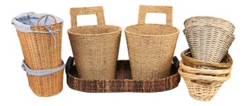 10 Assorted Wicker And Seagrass Baskets In Various Shapes