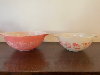 Vintage PYREX Pink & White Gooseberry Pattern Nesting Bowls