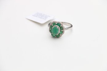 Sterling Silver Zambian Emerald Ring Size 9.50