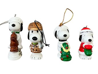 Vintage Peanuts Snoopy Set/4 Christmas Ornaments (Japan)