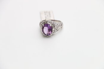 Sterling Silver 4.73 Carat Amethyst Ring Size 8