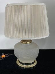 Gillinder & Sons Art Deco Glass And Brass Table Lamp With Shade