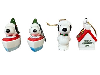 Vintage Peanuts Snoopy Set/4 Christmas Ornaments (Japan)