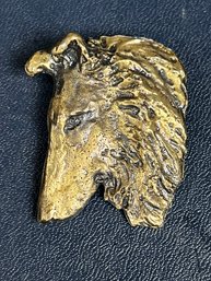 Vintage Collie Dog Pin In Gold/bronze Finish