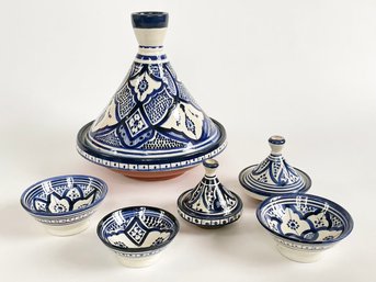 A Hand Painted Tunisian Tagine And Accessories By Williams-Sonoma