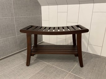 Curved Seat Shower Bench With Additional Shelf