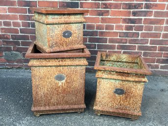 Fabulous Vintage Style Rusty Metal Planters - MAISON DU JARDIN - Look At That INCREDIBLE Patina - AMAZING !