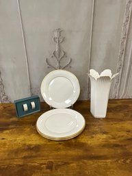 Misc Lenox China Lot Including Plates, Vase & Napkin Rings