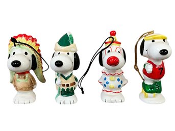 Vintage Peanuts Snoopy Set/4 Christmas Ornaments (Japan)