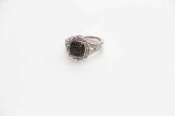 Sterling Silver Black Diamond Ring Size 7