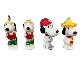 Vintage Peanuts Snoopy Set/4 Christmas Ornaments (Japan)