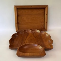A Dansk Teak Tray And A Vintage Monkey Wood Dip Tray