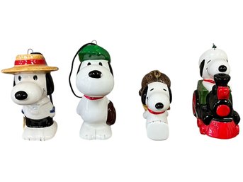 Vintage Peanuts Snoopy Set/4 Christmas Ornaments (Japan)