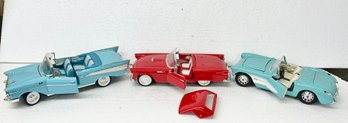 3 Collectible Cars ~ 57 Chevy Bel Air, 1957 Corvette & Red Thunderbird ~