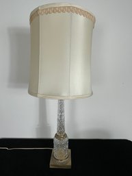 Glass And Brass Table Lamp With Shade