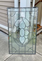 Wow! Large Acid Etched And Beveled Leaded Glass Window
