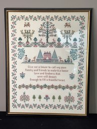 Vintage Hand Made Needlepoint Give Me A House