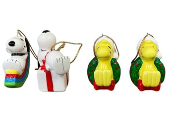 Vintage Peanuts Snoopy Set/4 Christmas Ornaments (Japan)