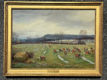 A 1906 Fox-Hunt Themed Oil On Canvas, The Warwickshire Series, Godfrey Douglas Giles (British,1857-1941)