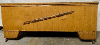 Bamboo And Grasscloth Decorated Wooden Chest