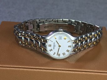 Fabulous $500 Retail Authentic RAYMOND WEIL Ladies Two Tone Watch - New Battery - Very Nice Roman Dial - WOW !