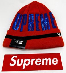 New Supreme New Eras Beanie Hat With Supreme Sticker