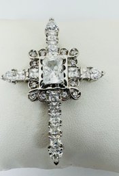 GORGEOUS STERLING SILVER CZ CROSS PENDANT