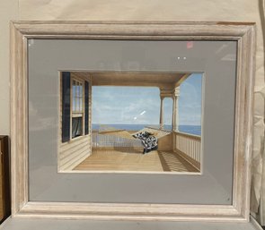Art Print Of Scenic Porch With Hammock By Daniel Pollera Signed By The Artist In A Wooden Framed. BS/WA-C
