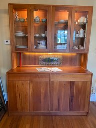 Beautiful Lyndon Furniture Shaker Cherry Wood Side Glass Hutch And Buffet 60x20x80 Glass Shelves And Lights