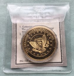 American Mint Greatest Presidents Series John F. Kennedy Gold Plated Coin Token