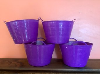 Purple Plastic Buckets Lot Of 4