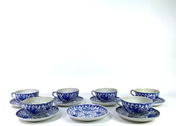 Japanese Pheonix Motif Cups And Saucers