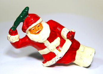 Vintage Dime Store Lead Figure Seated Santa Claus W Blue Pack