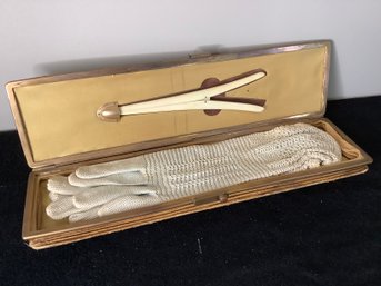 Vintage Accordion Glove Box  With Hair Clip