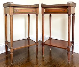 A Pair Of Vintage Marble Top Nightstands By Maison Jansen