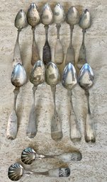 13 Antique STERLING SILVER Spoons