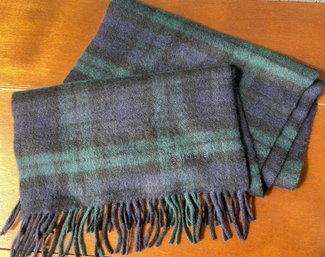 Burberrys Of London Blue And Green Plaid Cashmere Scarf