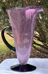 Amethyst Purple Pulegoso Bubbles 10.5' H 10.5' Diameter Pitcher Applied Handle No Issues