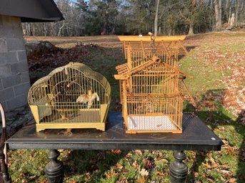 TWO ANTIQUE BIRD CAGES