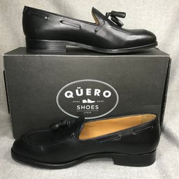 Fantastic Brand New Mens QUERO Black Leather Tassel Loafers - $495 Retail - WIDE WIDTH - Size 12 US - 48 Eur