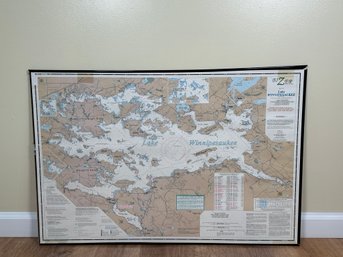 A Framed Lake Winnipesaukee Map