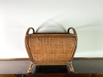 Asian Woven Basket With Handles And Feet