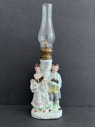 Antique Figural Porcelain Oil Lamp