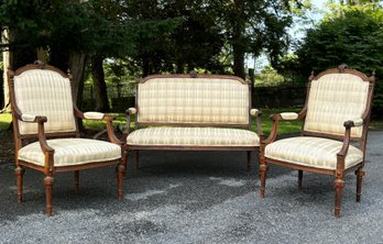 A Gorgeous 1930's Louis XVI Parlor Set - A Settee And Two Arm Chairs