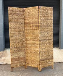 Vintage Rattan/Cane 3 Panel Folding Room Divider Partition