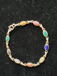 Vintage 12k GF Semi-Precious Gemstone Scarab Bracelet