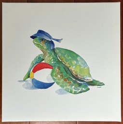 A Modern Canvas Print - Turtle And Beach Ball