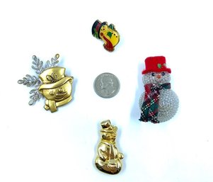 4 Snowman Theme Including AAI And Vintage Frosty Lapel Pin