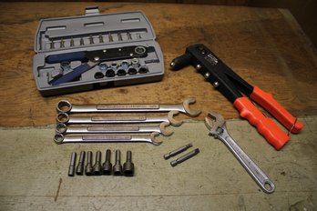 Mixed Tool Lot With Craftsman Wrenches, Arrow Riveter, Spec Tools Squeeze Wrench, Etc.